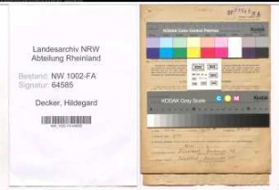 Entnazifizierung Hildegard Decker, geb. 30.06.1908 (Filialleiter)