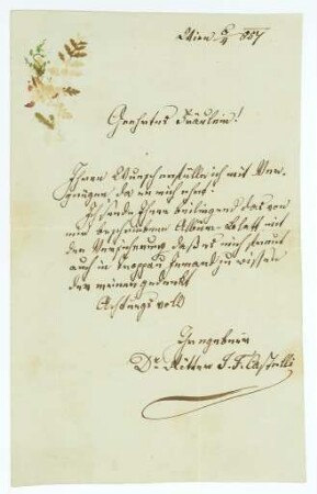 Korrespondenz von Ignaz Franz von Castelli an Unbekannt