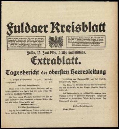 Ausgabe vom Dienstag, den 13. Juni 1916.
