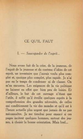 I. - Sauvegarder de l'esprit ...