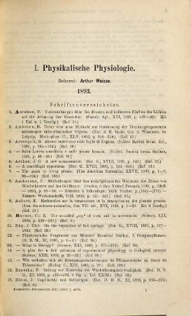 Just's botanischer Jahresbericht. 1. Abteilung : systematisch geordnetes Repertorium der botanischen Literatur aller Länder. 21,1. 1893 (1896)