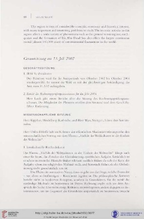 Gesamtsitzung am 13. Juli 2002