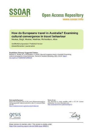 How do Europeans travel in Australia? Examining cultural convergence in travel behaviour