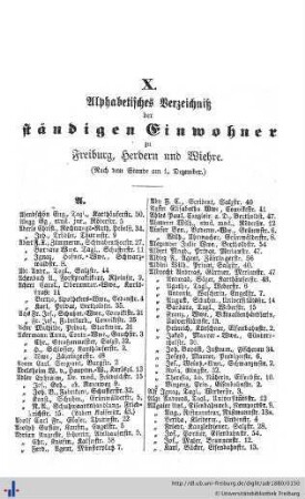 Alphabetisches Verzeichniß der ständigen Einwohner.