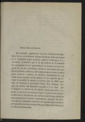 [Einleitung] Señor Juez de seccion...