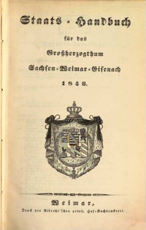 Staatshandbuch für das Großherzogtum Sachsen. 1846, 1846