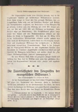 Die Zuverlässigkeit des Zeugnisses der evangelischen Missionare Oehler