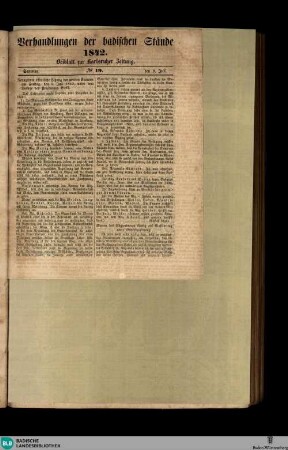 Karlsruher Zeitung, [No. 184] Verhandlungen der badischen Stände 1842
