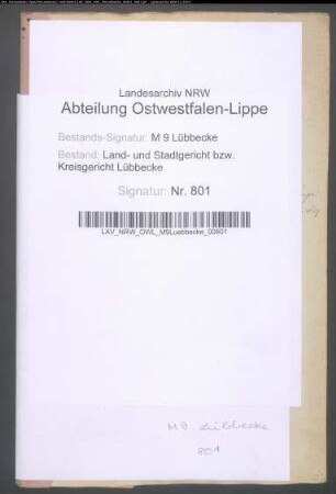 Erblasser: Lampe, Friedrich Wilhelm; Erblasser: Lampe, Charlotte Luise, geb. Wehrmann: