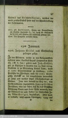 13ter Januar. 1576. Johann Stösel nach Senftenberg gefangen gesezt