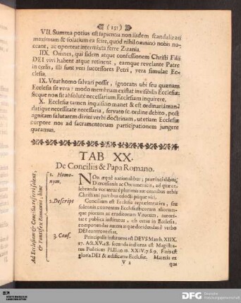 Tab. XX. De Conciliis & Papa Romano.