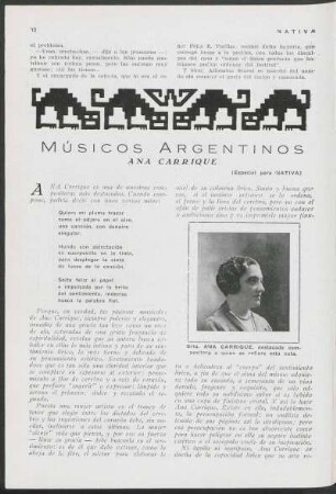 Músicos argentinos - Ana Carrique : (Especial para Nativa)