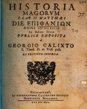 Historia magorum e Cap. II. Matthaei