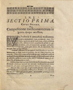 Georgii Wolffgangi Wedelii, ... De Medicamentorum Compositione Extemporanea, ad praxin Clinicam & usum hodiernum accommodata, Liber : Tribus Sectionibus Distinctus