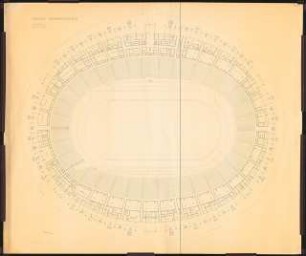 Stadion Oberwiesenfeld, München: Grundriss EG und Unterring 1:200, (von Inv.nr. 39707, 39708)