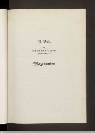 III. Teil - Mazedonien