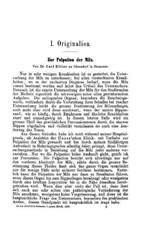 I. Originalien. Zur Palpation der Milz.