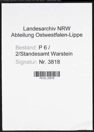 Heiratsregister Standesamt Warstein
