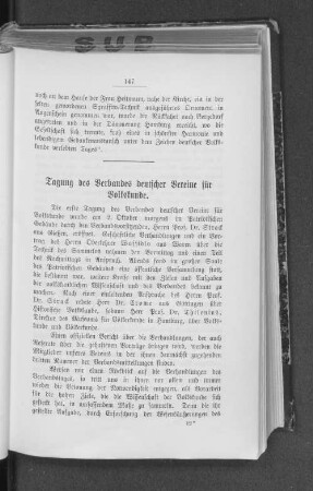 Tagung des Verbandes deutscher Vereine für Volkskunde.