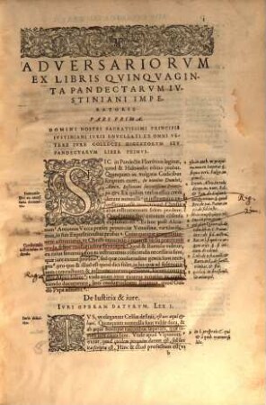 Adversariorum ex Pandectis Iustiniani imperatoris liber prior, ad quinque et viginti antecedentes libros