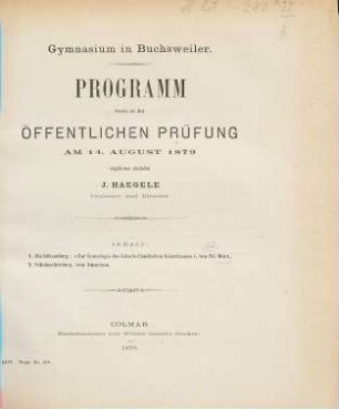 Programm : d. Schuljahrs .... 1878/79