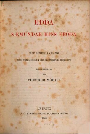 Edda sæmundar hins fróða : mit einem Anhang zum Theil bisher ungedruckter Gedichte