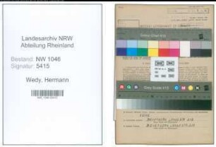 Entnazifizierung Hermann Wedy , geb. 26.01.1920 (Schlosser)