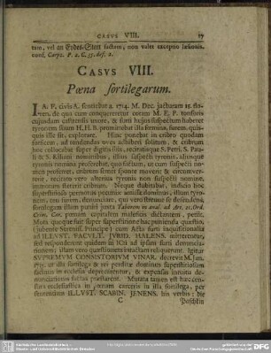 Casus VIII. Poena sortilegarum