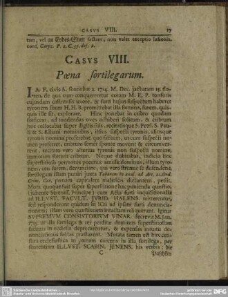 Casus VIII. Poena sortilegarum