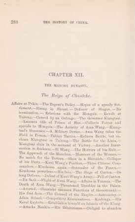 Chapter XII. The Manchu Dynasty