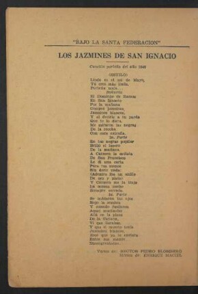 Los jazmines de San Ignacio : Canción porteña del año 1840. (Estilo)