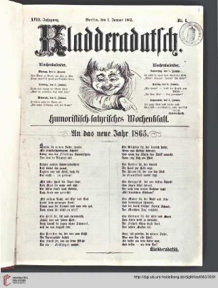 18: Kladderadatsch: Humoristisch-satyrisches Wochenblatt