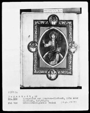 Evangeliar mit Capitulare aus Gladbach — Majestas Domini, Folio 14 verso