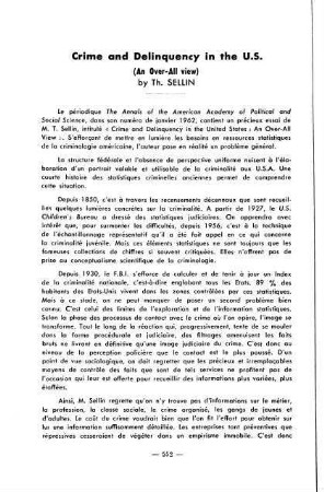552-553, Crime and Delinquency in the U.S. (An Over-All view), by Th. Sellin