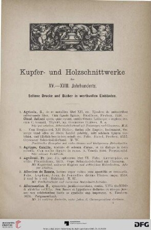 Kupfer- und Holzschnittwerke des XV.-XVIII. Jahrhunderts (Nr. 1-372)