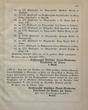 110. Ministerial-Bekanntmachung, betreffend Wechsel in der Hauptagentur der Schweizerischen Unfallversicherungs-Aktien-Gesellschaft in Winterthur