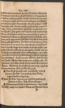 Unredlich grundt und unbilliche ursach zweyer Probst/ darumb sie das Salve regina haben abgelegt.