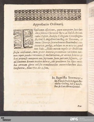 Approbatio Ordinarii.