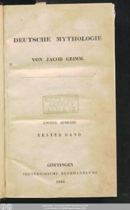 Bd. 1: Deutsche Mythologie