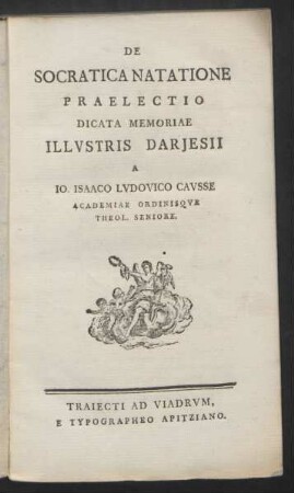 De Socratica Natatione Praelectio Dicata Memoriae Illvstris Darjesii