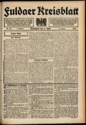 Dritte Ausgabe vom Samstag, den 08. April 1911.