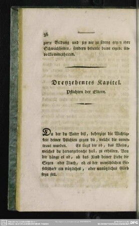 Dreyzehentes Kapitel. Pflichten der Eltern