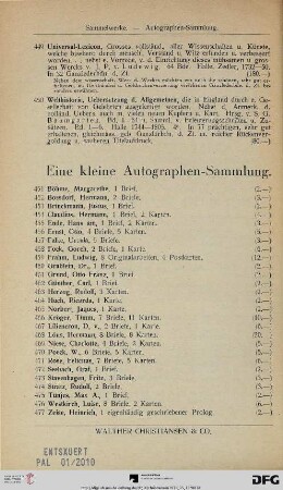 Eine kleine Autographen-Sammlung (Nr. 451-477)