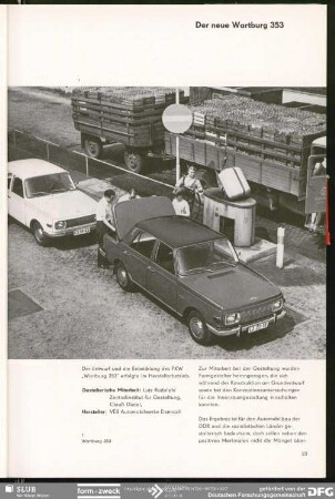 Der neue Wartburg 353 : Produktgestaltung