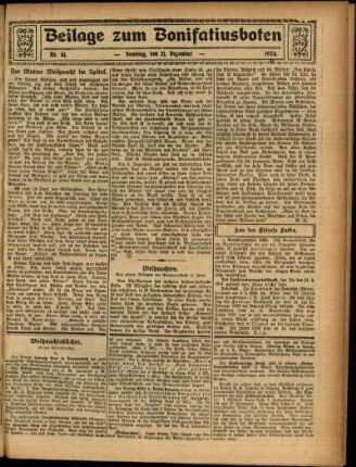 Zweite Ausgabe vom Sonntag, den 21. Dezember 1924.