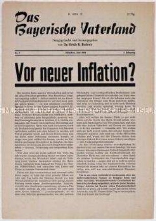 Separatistisch-nationalistisches Mitteilungsblatt aus Bayern u.a. über ein "bayrisches Staatsbürgerrecht"