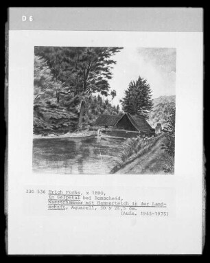 Wasserhammer mit Hammerteich in der Landschaft (im Gelpetal bei Remscheid)