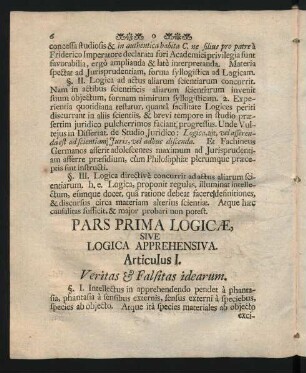 Pars Prima Logicae, Sive Logica Apprehensiva