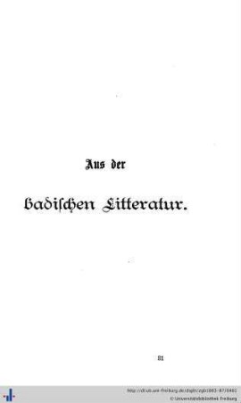 Aus der badischen Litteratur.