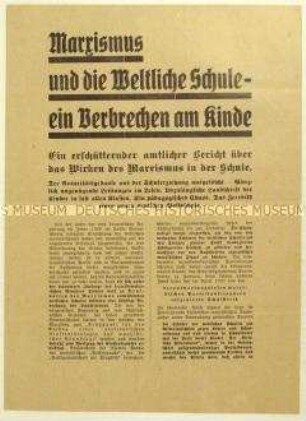 Flugschrift der NSDAP zum Schulsystem in Braunschweig und zu ihren Reformen